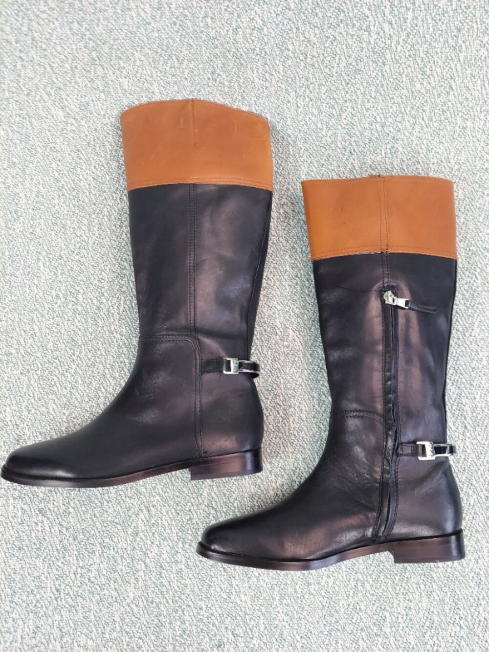Lauren Ralph Lauren Berna Two-Tone Riding Boot · Size 8.5 · Black & Brown - Picture 8 of 16